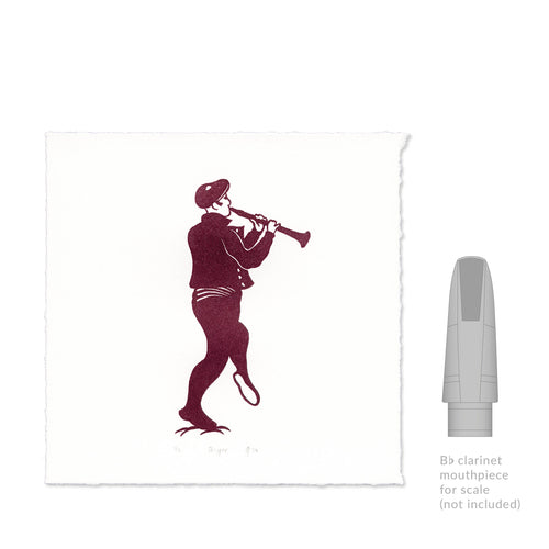 Skipper Clarinet Linocut Art Print size comparison