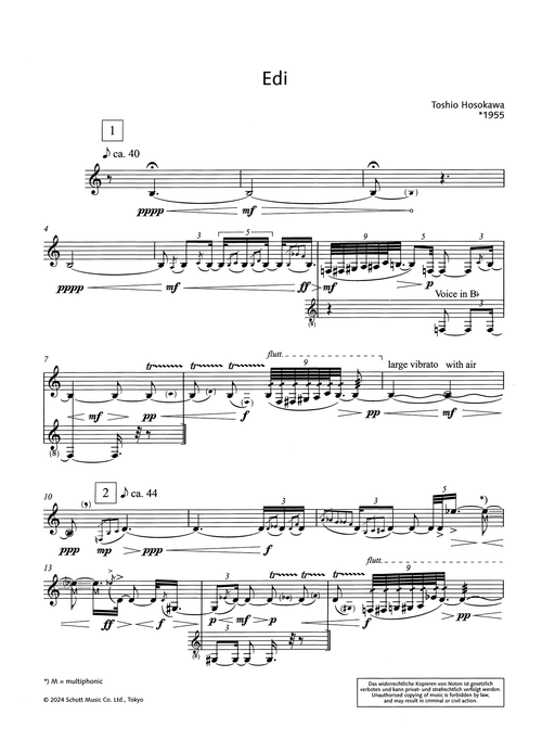 Hosokawa Edi unaccompanied clarinet page 1